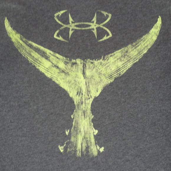 UNDER ARMOUR HEATGEAR WHALE FIN FISHING HOOKS GRAY MEDIUM ATHLETIC T-SHIRT K797 - Picture 1 of 6